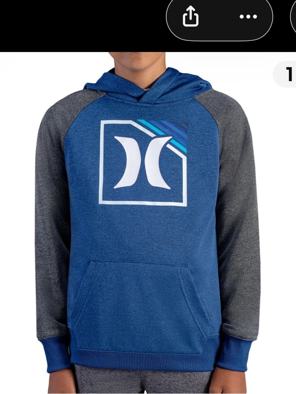 New Boy's Hurley Blue Pullover Active Hoodie 4-5 with H20-DRI Wicking